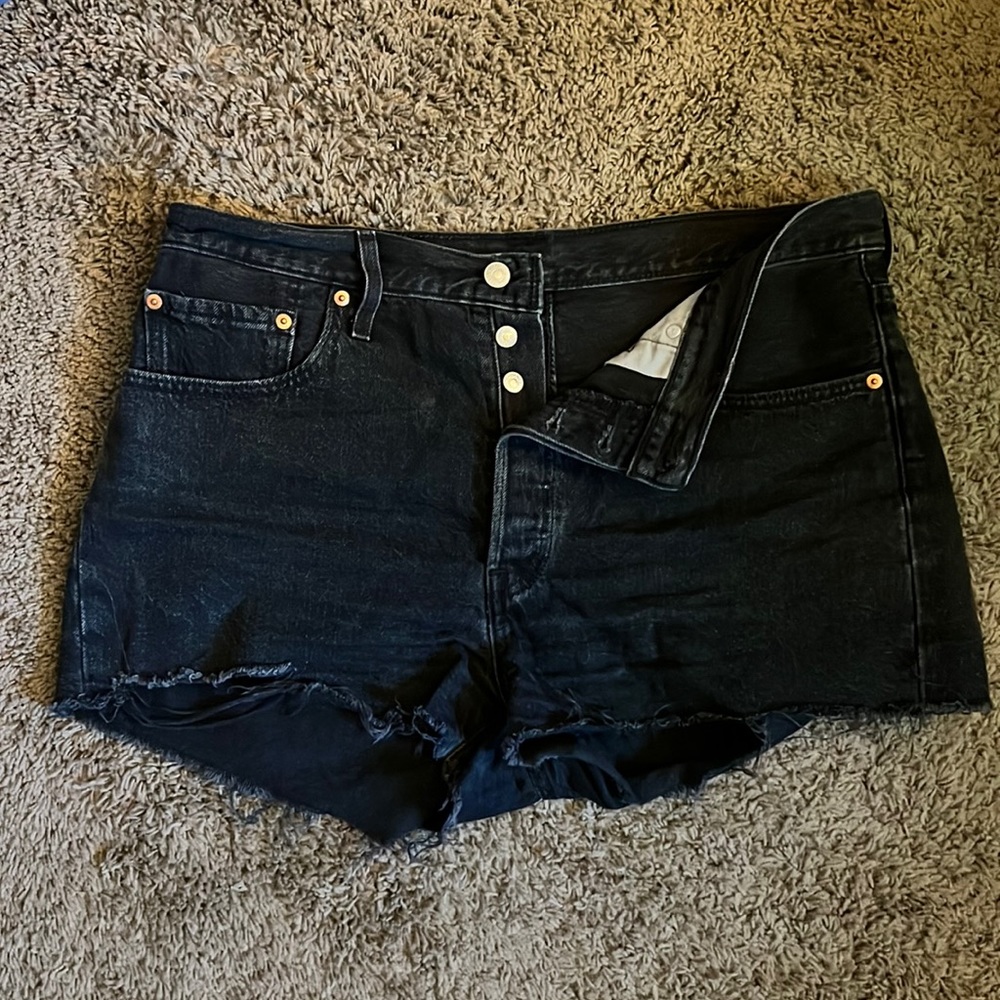 Levi 501 Black Denim Shorts